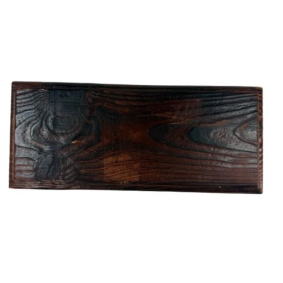 Vintage Wood Jewelry Box Carved Leather Top Roman Guards & Shields Design - Picture 6 of 11